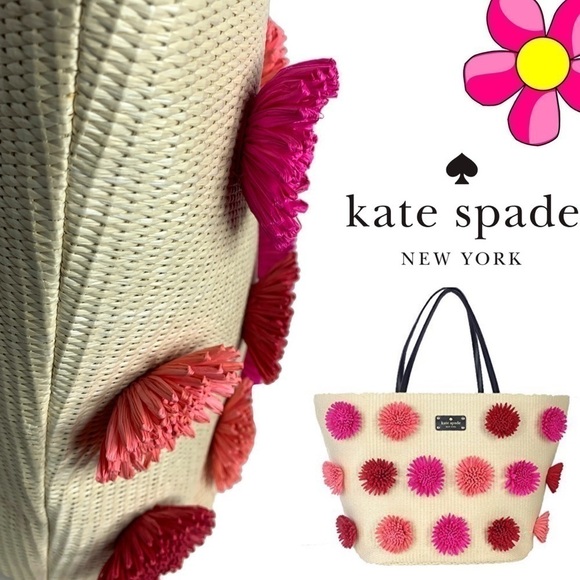 COPY - Kate Spade Floral Appliqué Straw Large Tot… - Picture 1 of 8